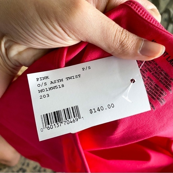 Helmut Lang Asymmetric Twist One-Shoulder Tank Pink XS/S NWT - Picture 4 of 6